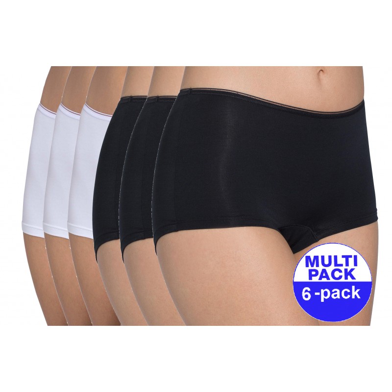 Sloggi Feel Sensational Short dames wit/zwart - 6-pack met 30 % korting - uw voordeel : 34,18 €