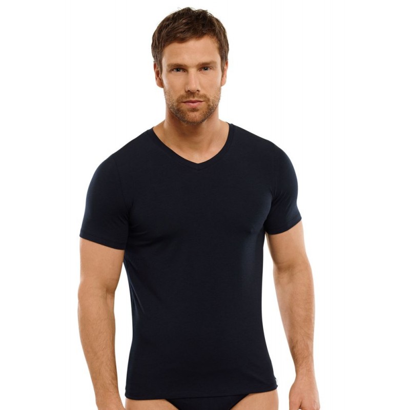 Schiesser T-Shirt met korte mouwen long life soft Zwart